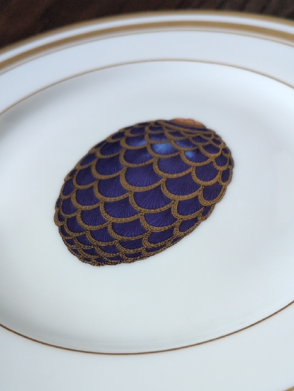 FABERGE I Limoges French Imperial Egg Collection Pinecone Pattern Salad Plate - Picture 7 of 14